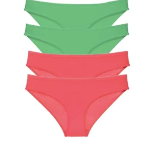 4 adet Eko Set Likralı Kadın Slip Külot Yeşil Fuşya