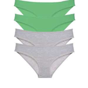 4 adet Süper Eko Set Likralı Kadın Slip Külot Yeşil Gri