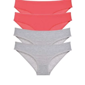 4 adet Süper Eko Set Likralı Kadın Slip Külot Fuşya Gri