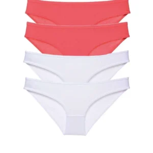 4 adet Eko Set Likralı Kadın Slip Külot Fuşya Beyaz