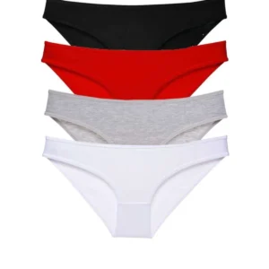 4 adet Süper Eko Set Likralı Kadın Slip Külot Siyah Kırmızı Gri Beyaz