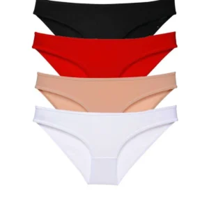 4 adet Süper Eko Set Likralı Kadın Slip Külot Siyah Kırmızı Ten Beyaz