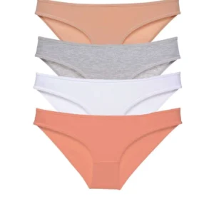 4 adet Süper Eko Set Likralı Kadın Slip Külot Ten Gri Beyaz Pudra