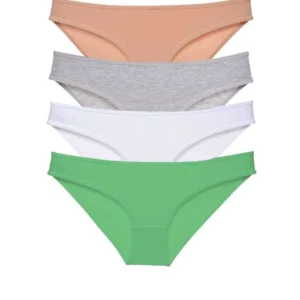 4 adet Süper Eko Set Likralı Kadın Slip Külot Ten Gri Beyaz Yeşil