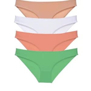 4 adet Süper Eko Set Likralı Kadın Slip Külot Ten Beyaz Pudra Yeşil