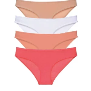 4 adet Süper Eko Set Likralı Kadın Slip Külot Ten Beyaz Pudra Fuşya