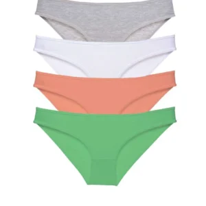 4 adet Süper Eko Set Likralı Kadın Slip Külot Gri Beyaz Pudra Yeşil