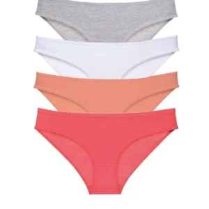 4 adet Süper Eko Set Likralı Kadın Slip Külot Gri Beyaz Pudra Fuşya