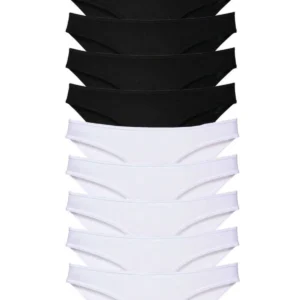 10 adet Eko Set Likralı Kadın Slip Külot Siyah Beyaz