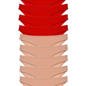 10 adet Eko Set Likralı Kadın Slip Külot Kırmızı Ten