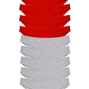 10 adet Süper Eko Set Likralı Kadın Slip Külot Kırmızı Gri