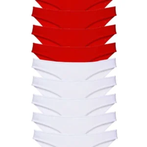 10 adet Süper Eko Set Likralı Kadın Slip Külot Kırmızı Beyaz