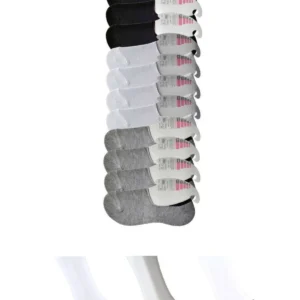 Siyah Gri ve Beyaz Kadın Babet Çorap 12 çift