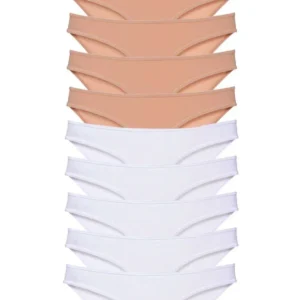 10 adet Süper Eko Set Likralı Kadın Slip Külot Ten Beyaz