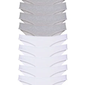 10 adet Süper Eko Set Likralı Kadın Slip Külot Gri Beyaz