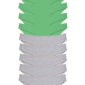 10 adet Süper Eko Set Likralı Kadın Slip Külot Yeşil Gri