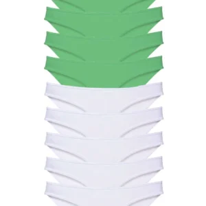 10 adet Eko Set Likralı Kadın Slip Külot Yeşil Beyaz