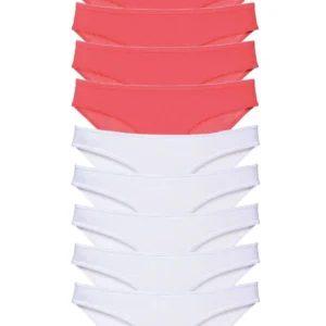 10 adet Eko Set Likralı Kadın Slip Külot Fuşya Beyaz