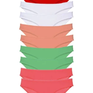 10 adet Süper Eko Set Likralı Kadın Slip Külot Kırmızı Beyaz Pudra Yeşil Fuşya