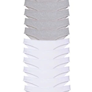 12 adet Süper Eko Set Likralı Kadın Slip Külot Gri Beyaz