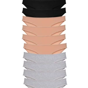 12 adet Süper Eko Set Likralı Kadın Slip Külot Siyah Ten Gri