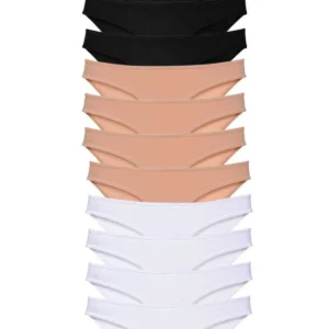 12 adet Süper Eko Set Likralı Kadın Slip Külot Siyah Ten Beyaz