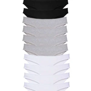 12 adet Süper Eko Set Likralı Kadın Slip Külot Siyah Gri Beyaz