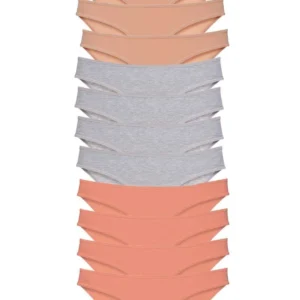 12 adet Süper Eko Set Likralı Kadın Slip Külot Ten Gri Pudra