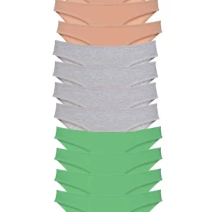 12 adet Süper Eko Set Likralı Kadın Slip Külot Ten Gri Yeşil