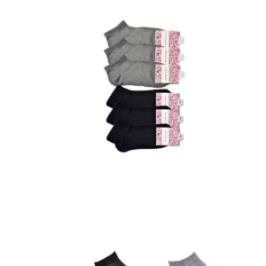 Siyah ve Gri Kadın Bilek Çorap 6 çift