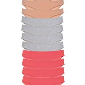 12 adet Süper Eko Set Likralı Kadın Slip Külot Ten Gri Fuşya