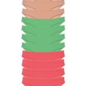 12 adet Süper Eko Set Likralı Kadın Slip Külot Ten Yeşil Fuşya