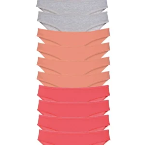 12 adet Süper Eko Set Likralı Kadın Slip Külot Gri Pudra Fuşya