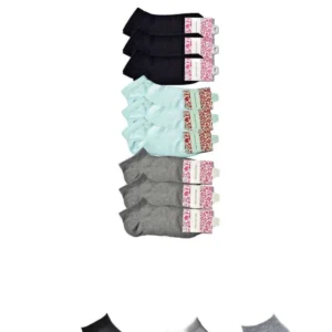 Siyah Gri ve Beyaz Kadın Bilek Çorap 9 çift