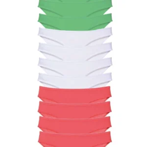 12 adet Süper Eko Set Likralı Kadın Slip Külot Yeşil Beyaz Fuşya