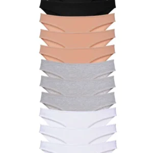 12 adet Süper Eko Set Likralı Kadın Slip Külot Siyah Ten Gri Beyaz