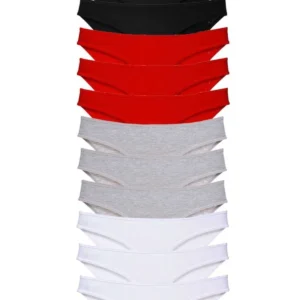 12 adet Süper Eko Set Likralı Kadın Slip Külot Siyah Kırmızı Gri Beyaz