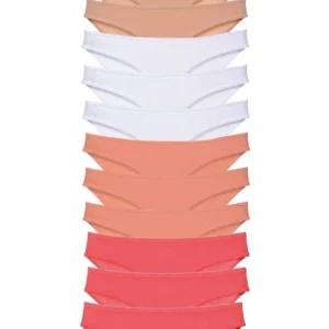 12 adet Süper Eko Set Likralı Kadın Slip Külot Ten Beyaz Pudra Fuşya