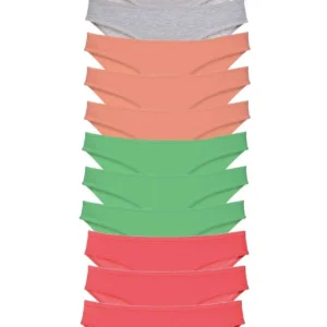 12 adet Süper Eko Set Likralı Kadın Slip Külot Gri Pudra Yeşil Fuşya