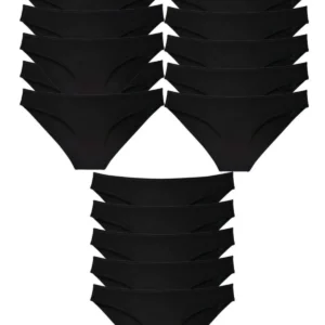 15 adet Süper Eko Set Likralı Kadın Slip Külot Siyah