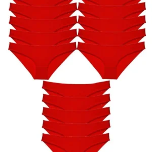 15 adet Süper Eko Set Likralı Kadın Slip Külot Kırmızı