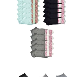 Siyah Gri ve Beyaz Kadın Bilek Çorap 15 çift