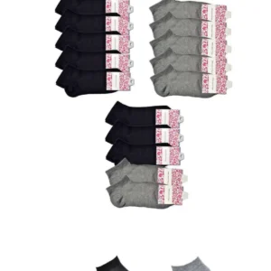 Siyah ve Gri Kadın Bilek Çorap 15 çift