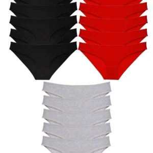 15 adet Süper Eko Set Likralı Kadın Slip Külot Siyah Kırmızı Gri
