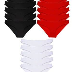 15 adet Süper Eko Set Likralı Kadın Slip Külot Siyah Kırmızı Beyaz