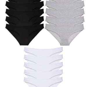 15 adet Süper Eko Set Likralı Kadın Slip Külot Siyah Gri Beyaz