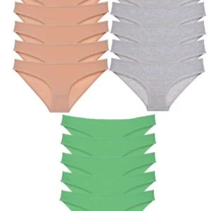 15 adet Eko Set Likralı Kadın Slip Külot Ten Gri Yeşil