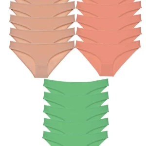 15 adet Süper Eko Set Likralı Kadın Slip Külot Ten Pudra Yeşil