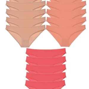 15 adet Süper Eko Set Likralı Kadın Slip Külot Ten Pudra Fuşya