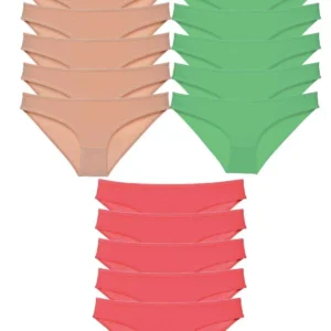 15 adet Süper Eko Set Likralı Kadın Slip Külot Ten Yeşil Fuşya